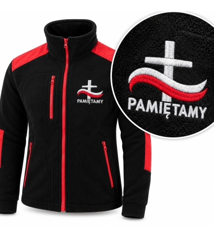 Polar Patriotyczny z Haftem Pamiętamy Krzyż, Czarny -czerwony